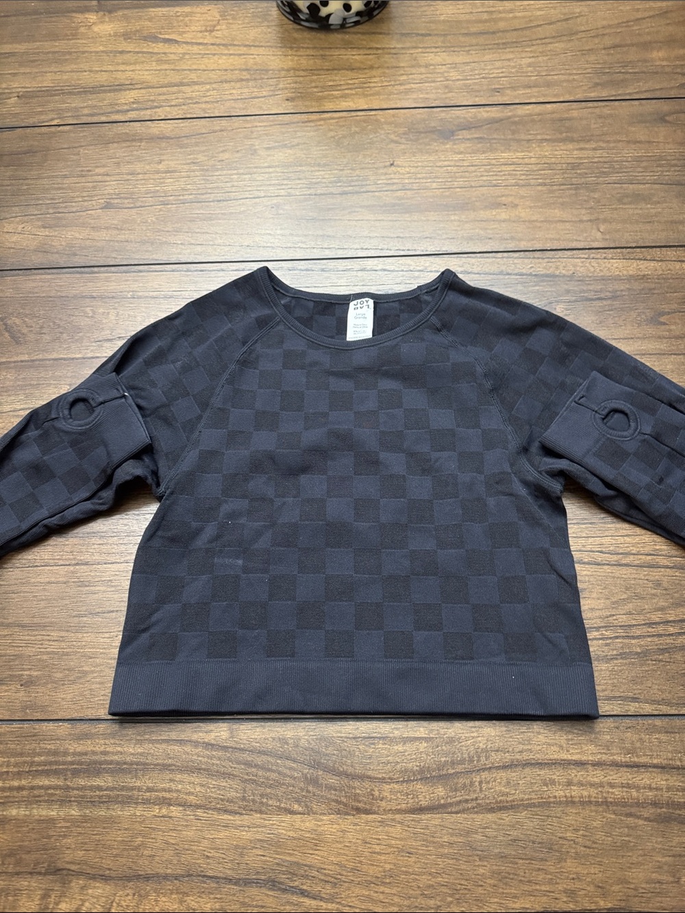 JoyLab Black Checker-Texture Crewneck Sweater